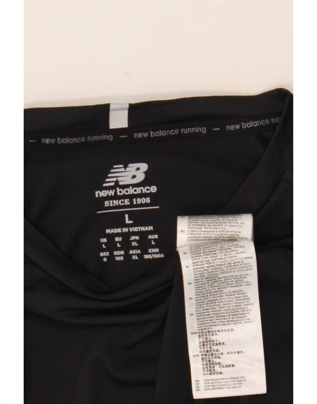 New Balance Mens Top Long Sleeve Large Black Polyester
