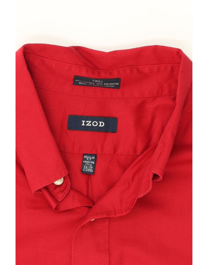 IZOD Mens Regular Fit Shirt Size 17 1/2 XL Red Cotton Vintage Izod and Second-Hand Izod from Messina Hembry 