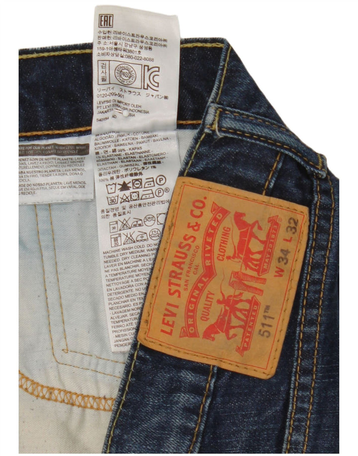 Женские узкие джинсы Levi's 511 W34 L32 синие, хлопок