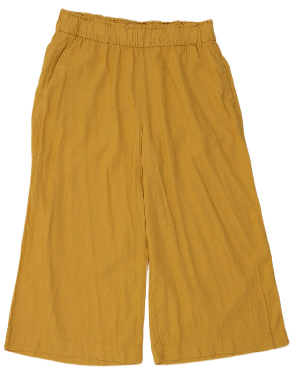 Marks & Spencer Womens Cullotes Capri Trousers UK 14 Large W34 L22 Yellow