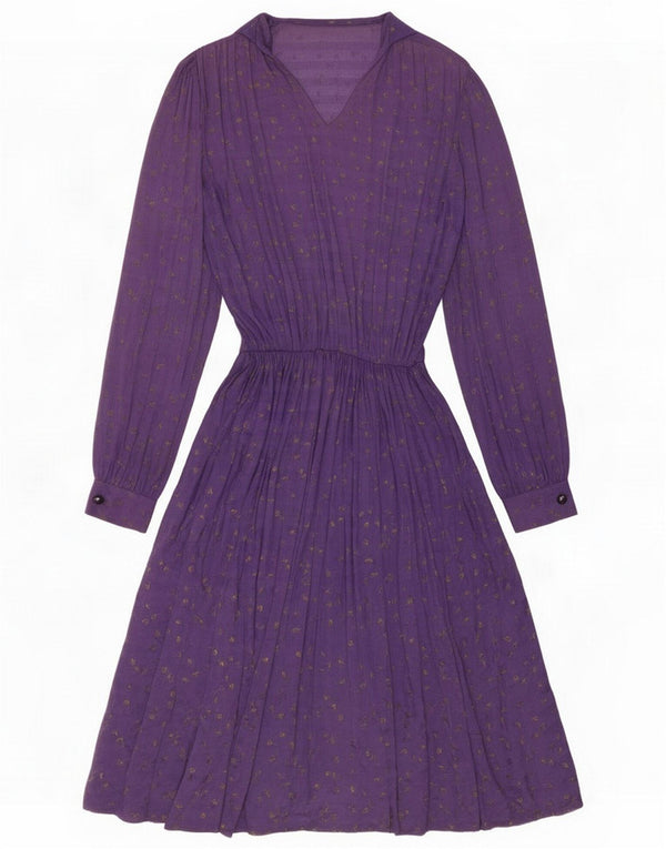 Vintage Damen Langarm-Maxikleid UK 18 XL Lila Blumen