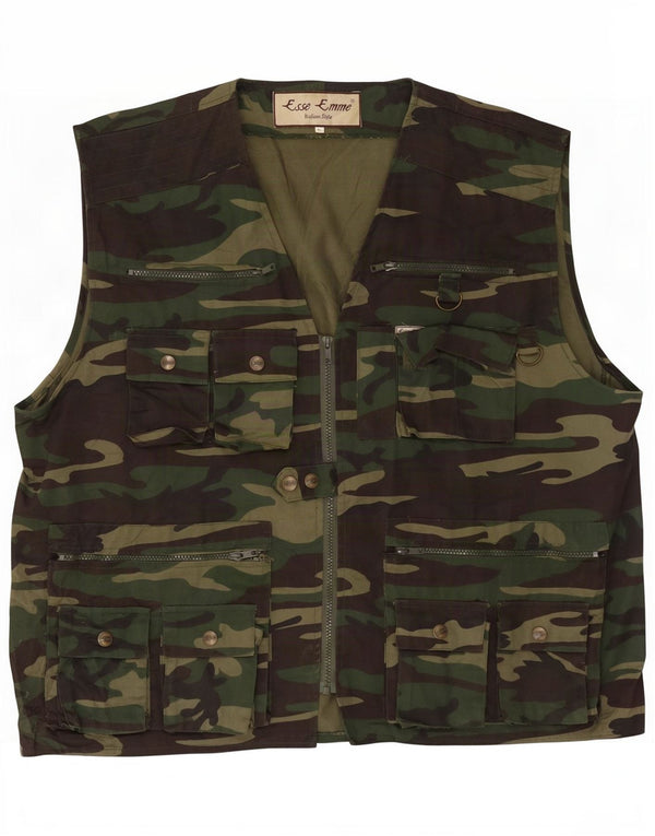 ESSE EMME Gilet da uomo UK 42 XL Poliestere mimetico kaki