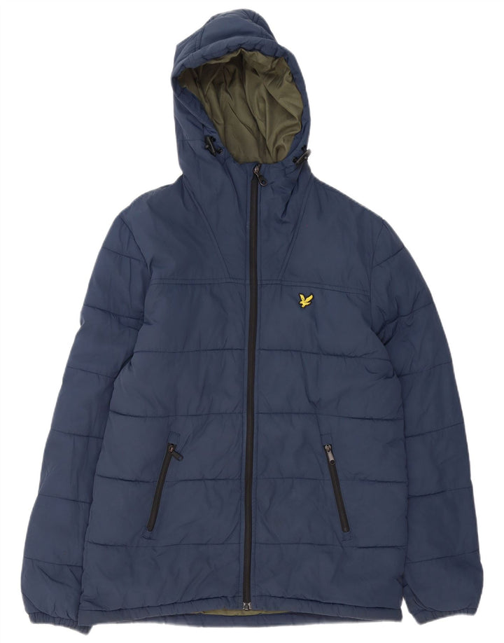 Lyle & Scott Mens Hooded Padded Jacket UK 36 Small Navy Blue Nylon
