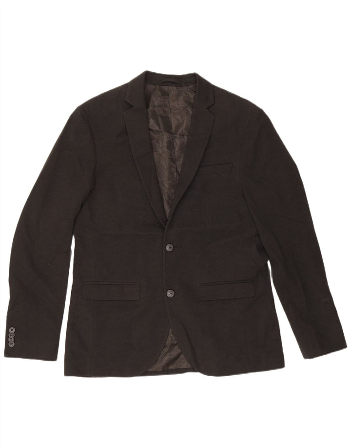 Jack & Jones Mens 2 Button Blazer Jacket EU 50 Large Black Polyester