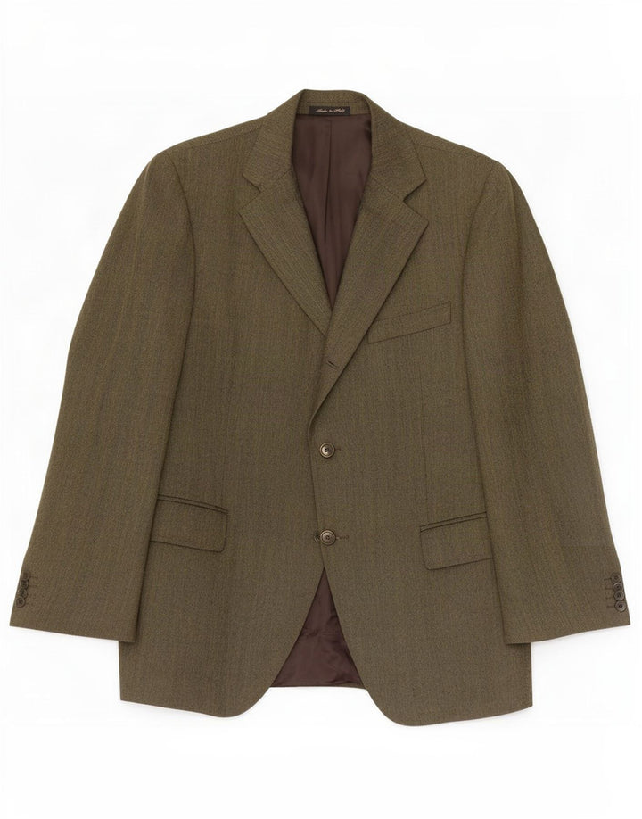 Aquarama Chaqueta tipo blazer de 3 botones para hombre IT 50 Large Lana virgen verde