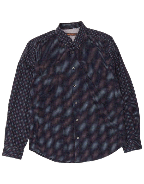 Ben Sherman Herreskjorte Medium Navyblå plettet bomuld