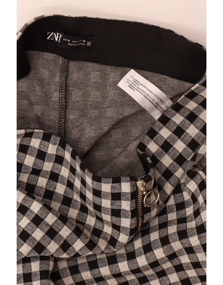 Zara Dame Skinny Casual Bukser Medium W28 L29 Sort Gingham Polyester