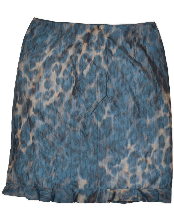 VINTAGE Womens Straight Skirt W32 Large Blue Animal Print Polyester | Vintage Vintage | Thrift | Second-Hand Vintage | Used Clothing | Messina Hembry 