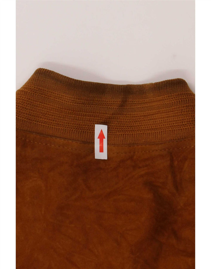 Vintage Mens Suede Bomber Jacket IT 48 Medium Beige Leather