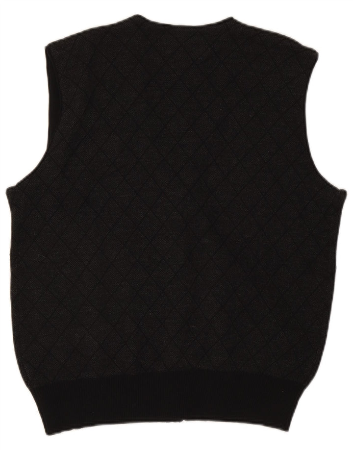 Paul & Shark Mens Sleeveless Cardigan Sweater Small Grey Argyle/Diamond