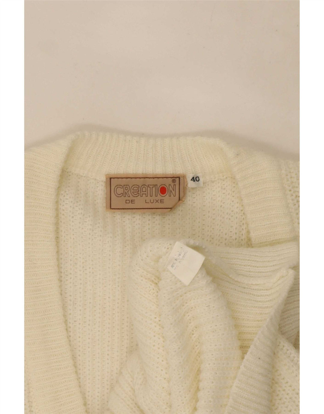 Pulover Cardigan Vintage pentru Damă EU 40 Medium Alb Poliacrilic