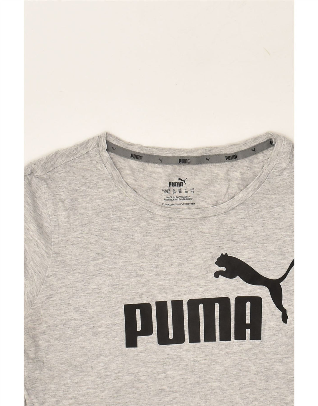 PUMA Womens Graphic T-Shirt Top UK 10 Small Grey | Vintage Puma | Thrift | Second-Hand Puma | Used Clothing | Messina Hembry 