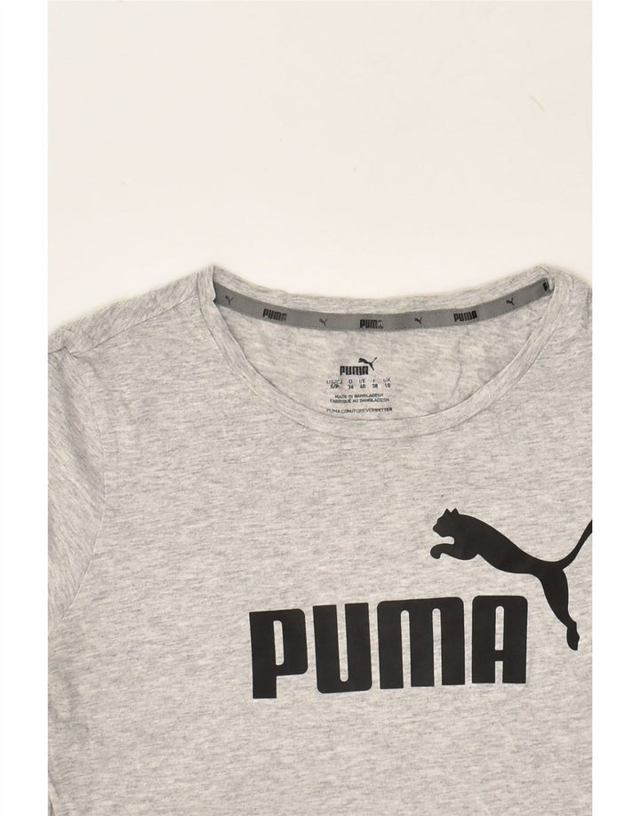 PUMA Womens Graphic T-Shirt Top UK 10 Small Grey | Vintage Puma | Thrift | Second-Hand Puma | Used Clothing | Messina Hembry 