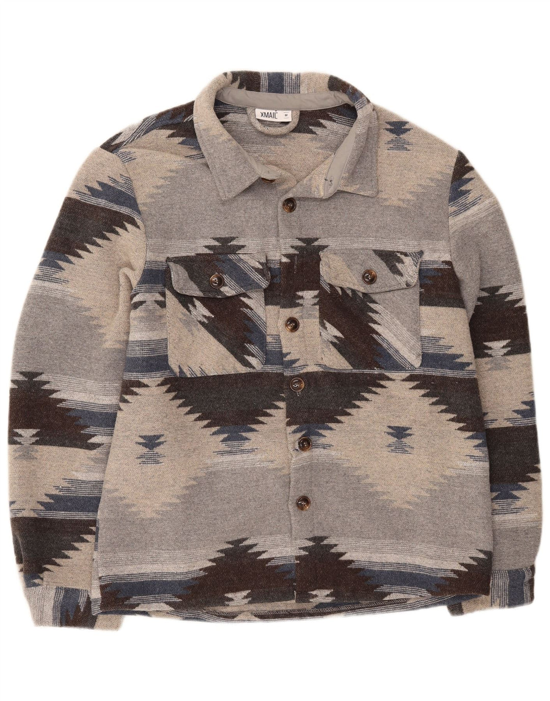 X-Mail Herre Overshirt Flanellskjorte Medium Grå Geometrisk Polyester