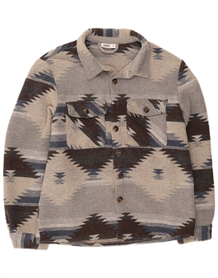 X-Mail Herre Overshirt Flanellskjorte Medium Grå Geometrisk Polyester