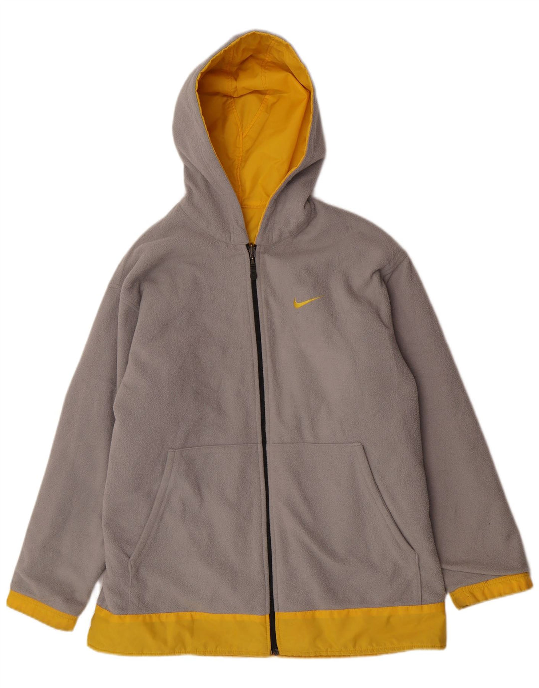 Nike Mens Hooded Reversible Jacket UK 38 Medium Yellow Nylon