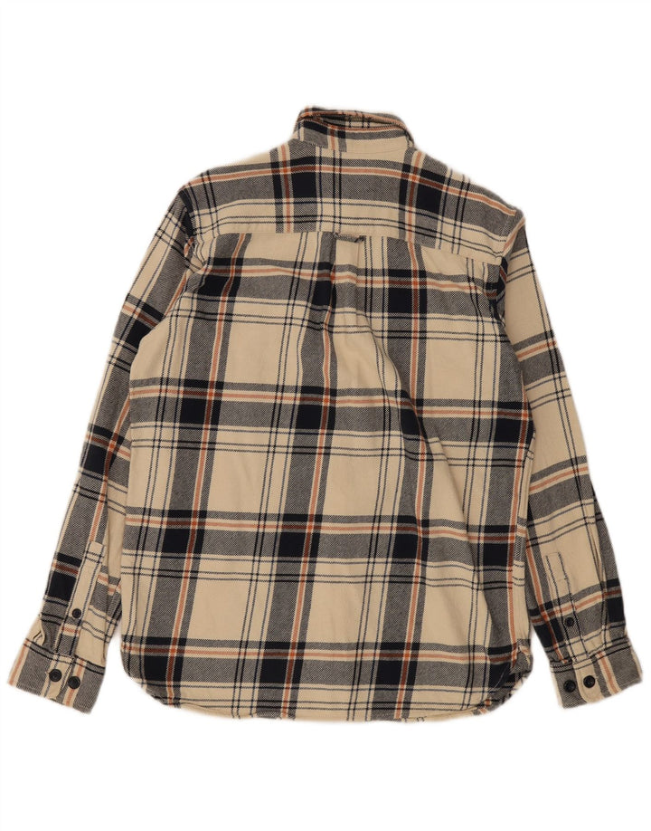 Jack & Jones Mens Regular Fit Flannel Shirt Small Beige Check Cotton