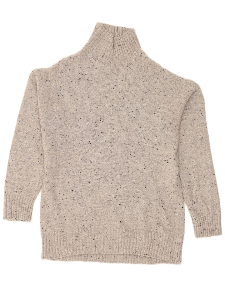Zara Womens Oversized Turtle Neck Jumper Sweater UK 10 Small Grey Flecked