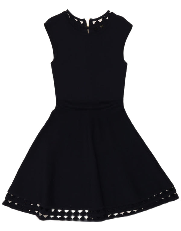 Ted Baker Womens Slim Fit A-Line Dress Size 2 Small Navy Blue Viscose