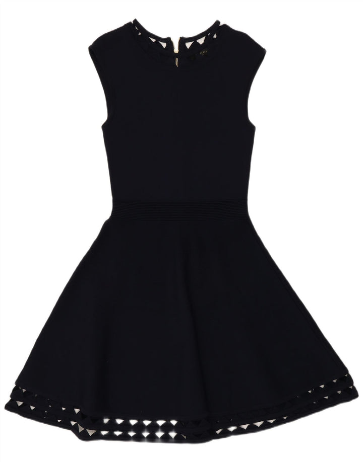 Ted Baker Womens Slim Fit A-Line Dress Size 2 Small Navy Blue Viscose