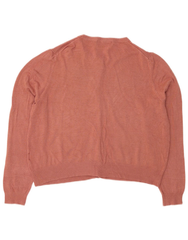 Marks & Spencer Womens Crop Cardigan Sweater UK 16 Large Pink Viscose