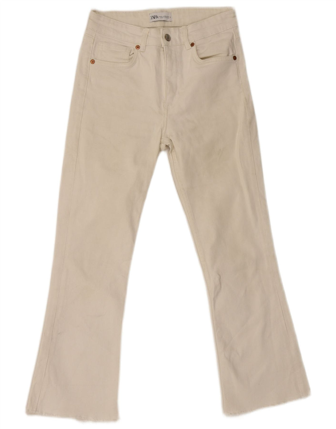 Zara Womens Flared Jeans EU 38 Small W28 L26 White Cotton