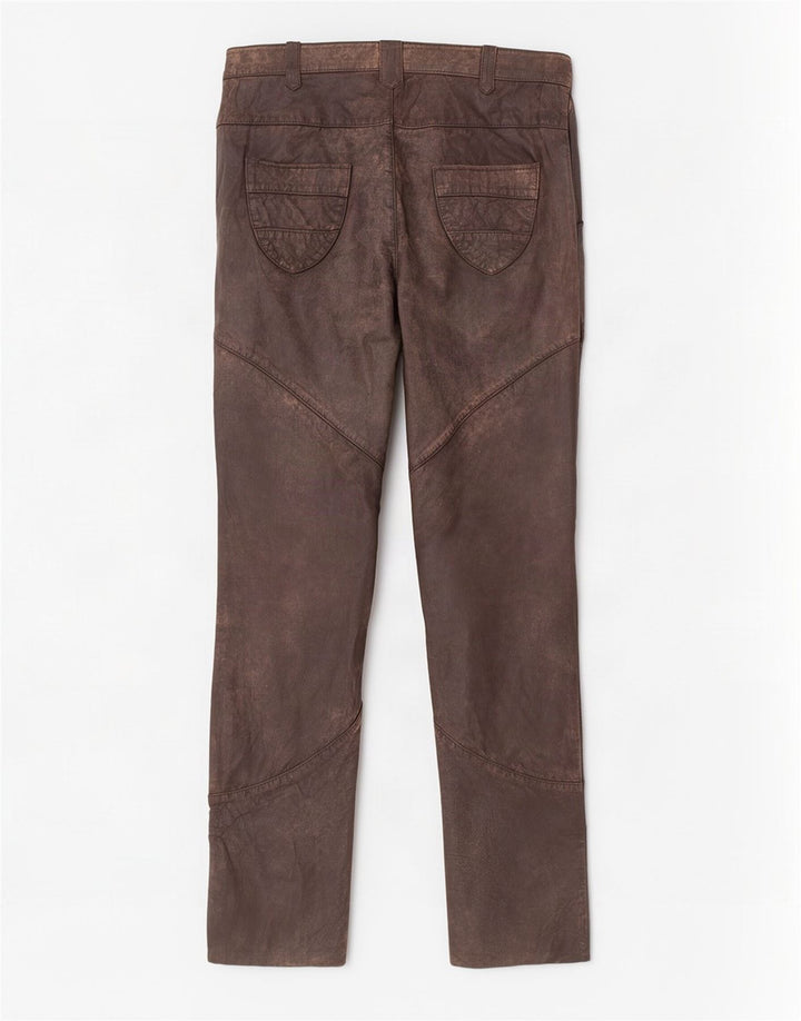 Alba Moda Womens Slim Leather Trousers EU 36 Small W26 L32 Brown