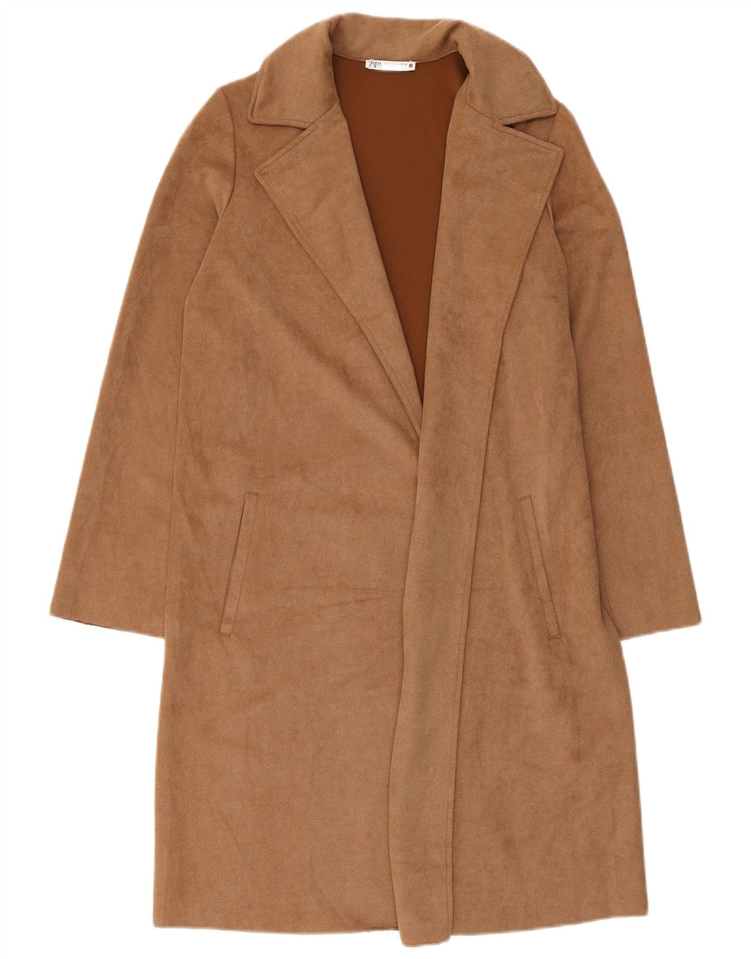 Zara Dame Overfrakke UK 10 Lille brun polyester