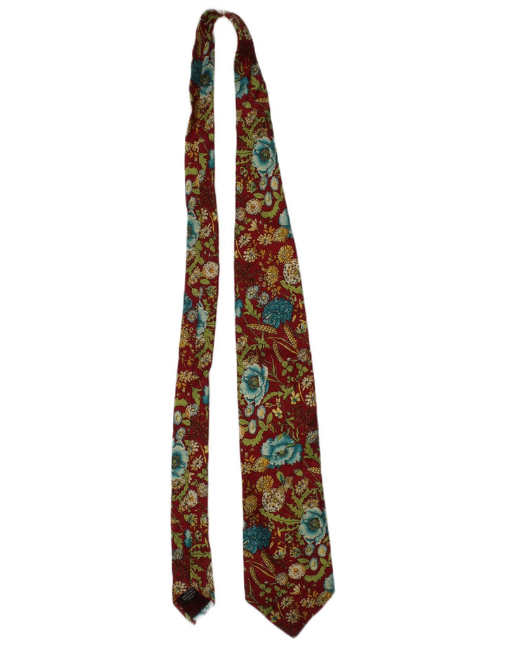Kenzo Mens Tie One Size Burgundy Floral Silk Designer