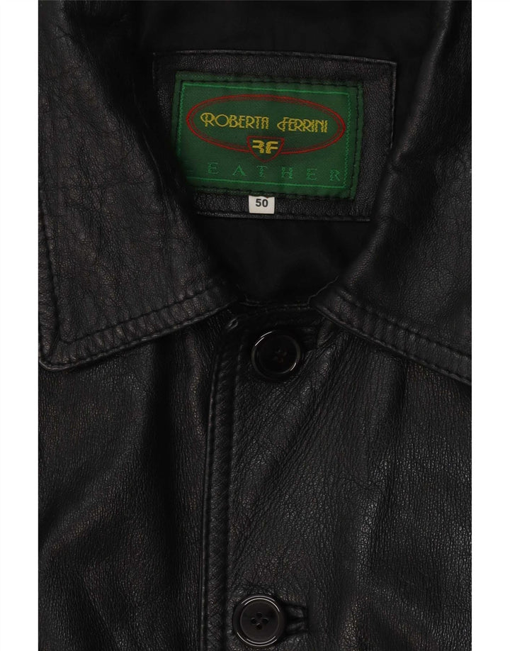 Roberta Ferrini Mens Leather Jacket IT 50 Large Black
