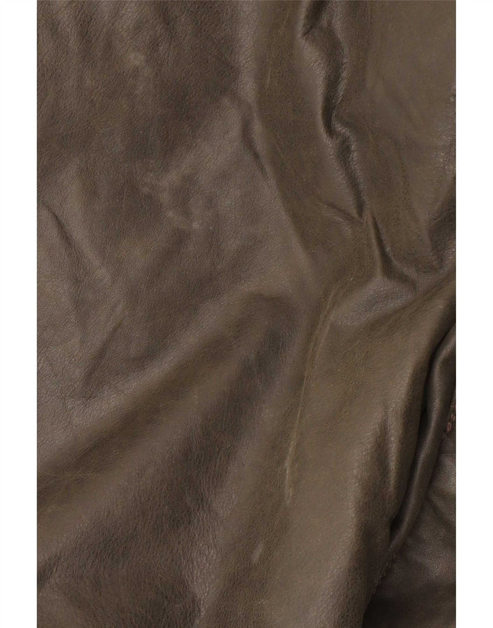 Cappotto in pelle vintage da uomo IT 50 grande color kaki