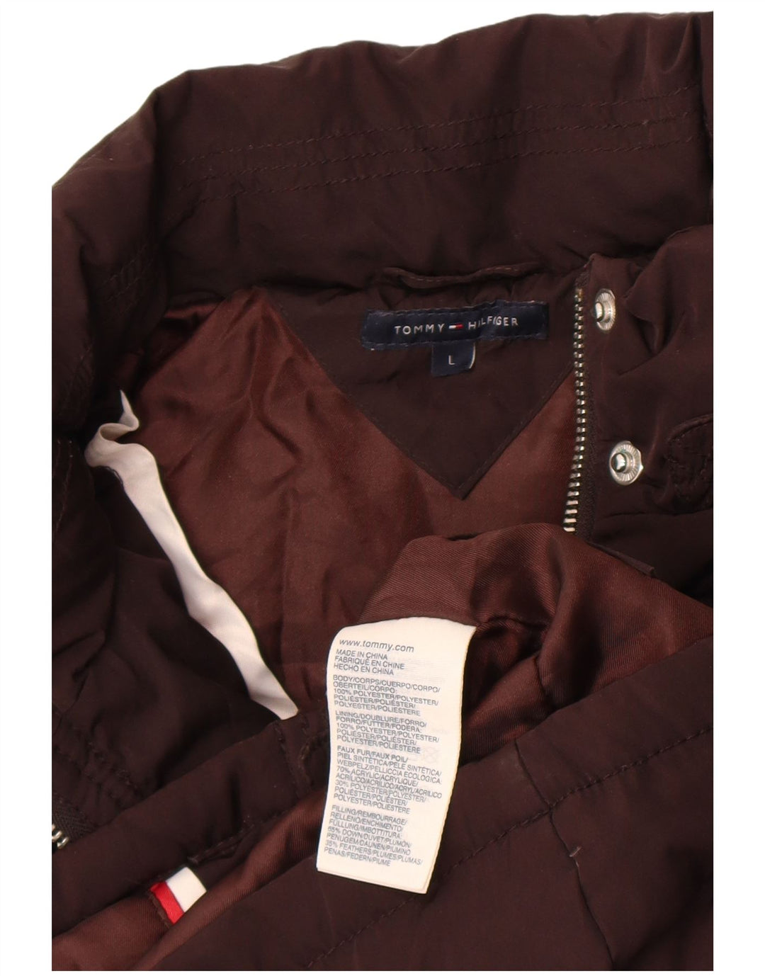 Tommy Hilfiger Womens Padded Gilet UK 14 Large Brown Polyester