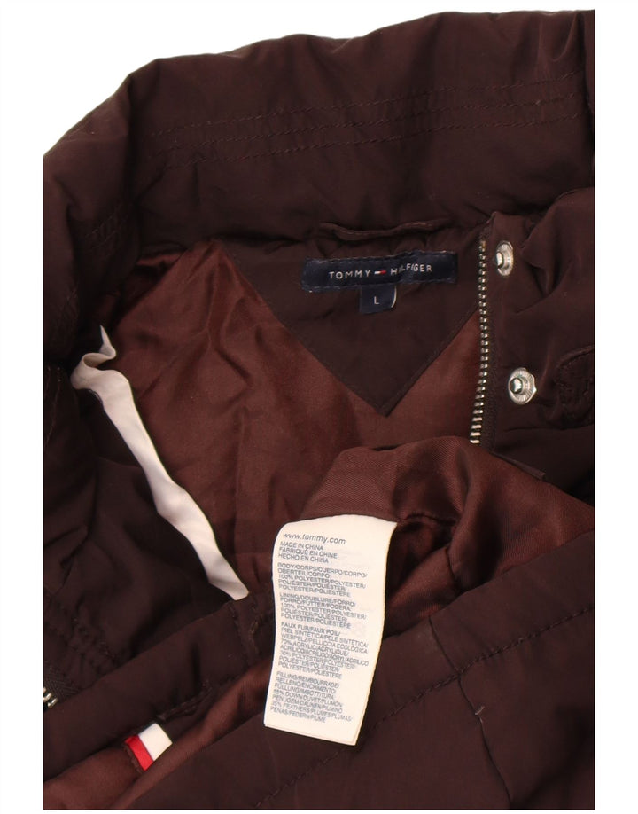 Tommy Hilfiger Womens Padded Gilet UK 14 Large Brown Polyester