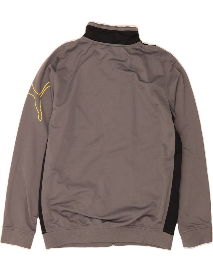 PUMA Boys Graphic Tracksuit Top Jacket 13-14 Years Large  Grey Colourblock Vintage Puma and Second-Hand Puma from Messina Hembry 