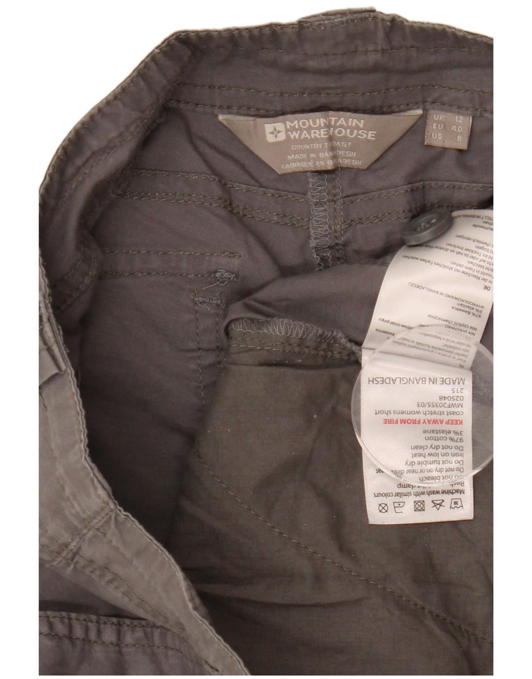 Mountain Warehouse Womens Chino Shorts UK 12 Medium W32  Grey Cotton