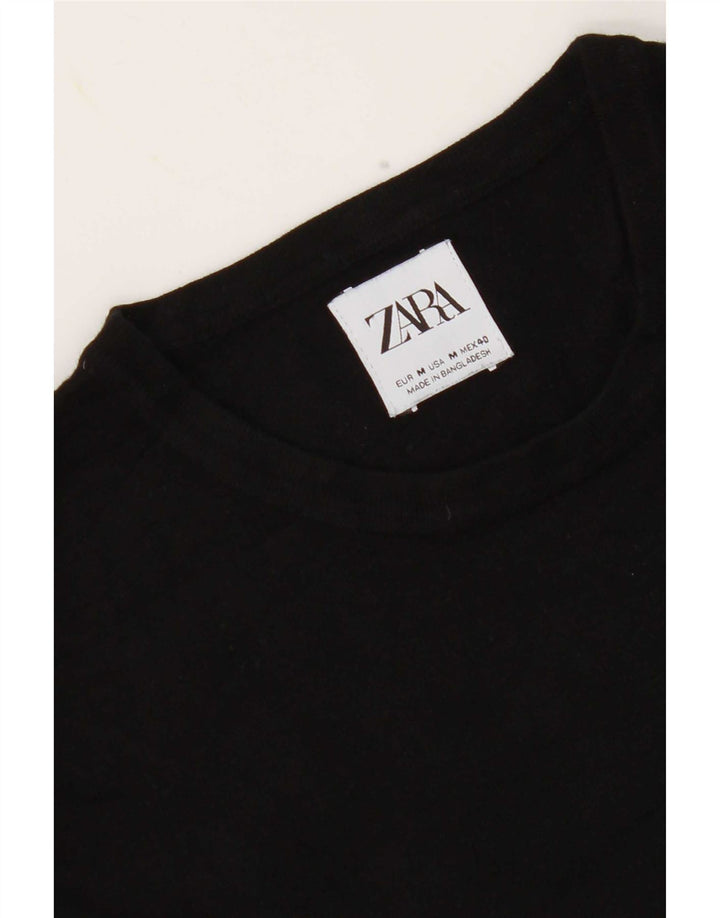 Zara Pull à col rond pour homme Noir moyen