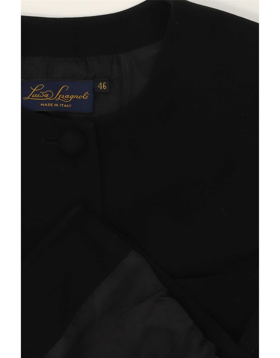 Luisa Spagnoli Womens 5 Button Short Sleeve Blazer Jacket IT 46 Large Black