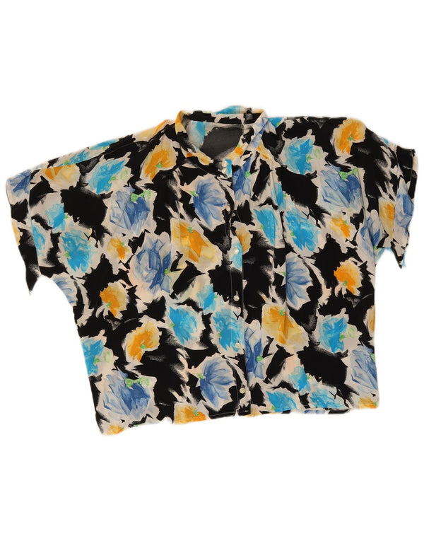 Vintage Womens Short Sleeve Shirt Blouse UK 18 XL Multicoloured Floral