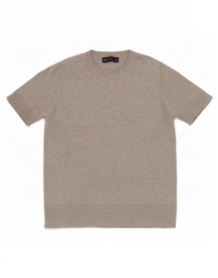 Marks & Spencer Dame Crop T-Shirt Top UK 8 Small Grå