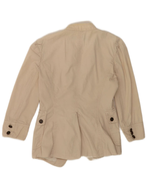 Zara Damen-Blazerjacke mit 3/4-Ärmeln, Gr. 10, Größe S, Beige, Baumwolle