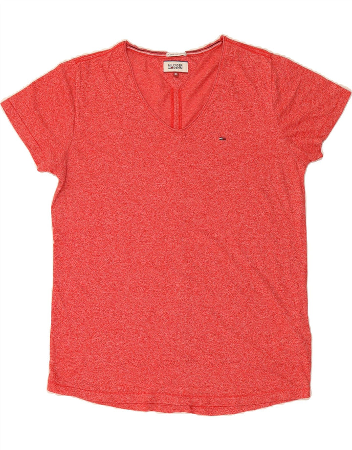 TOMMY HILFIGER Womens T-Shirt Top UK 18 XL Red Polyester Vintage Tommy Hilfiger and Second-Hand Tommy Hilfiger from Messina Hembry 