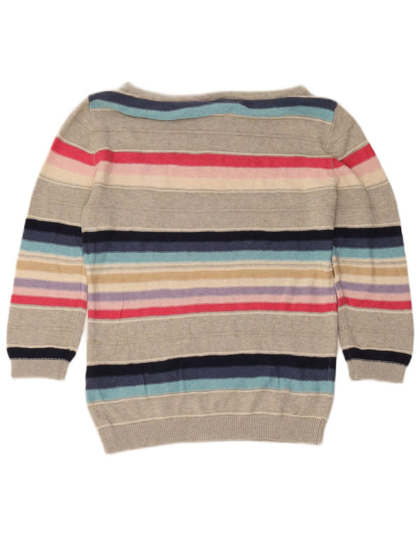 Chaps Donna Maglione con scollo a barca con maniche a 3/4 UK 10 Piccolo grigio a righe