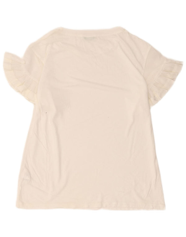 Benetton Womens Loose Fit T-Shirt Top UK 8 Small White Cotton