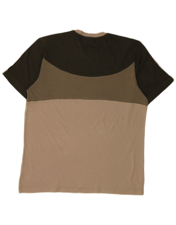 Adidas Mens T-Shirt Top Large Khaki Colourblock
