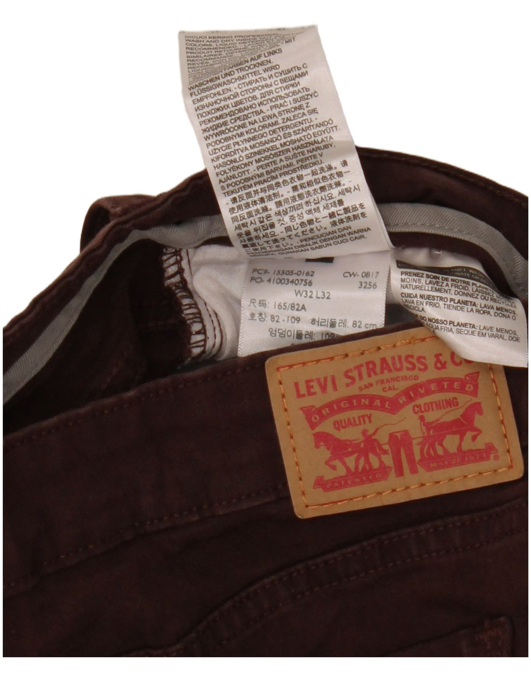 LEVI'S Dame 505 lige jeans W32 L32 rødbrun bomuld