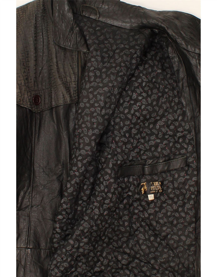 VINTAGE Mens Leather Jacket IT 46 Small Black Vintage Vintage and Second-Hand Vintage from Messina Hembry 