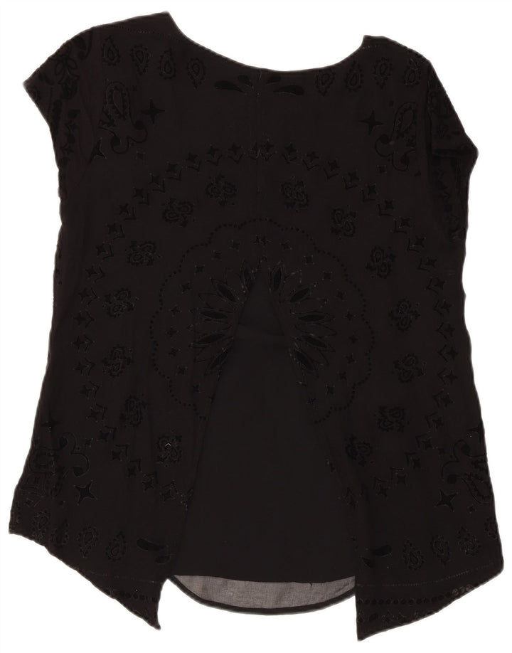 Desigual Damen Bluse Top UK 12 Medium Schwarz Paisley