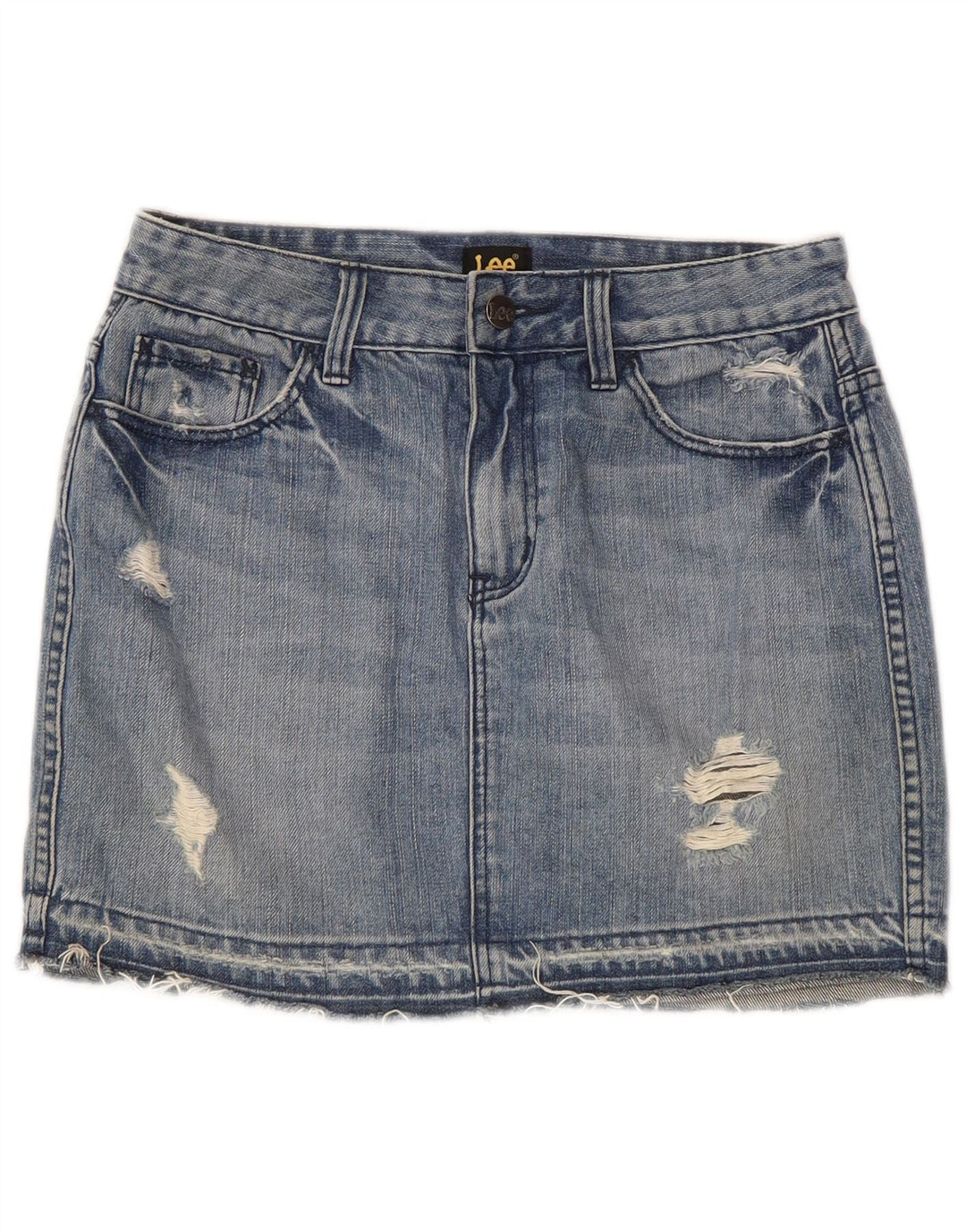 Lee Womens Distressed Denim Nederdel US 7 Medium W28 Blue Cotton