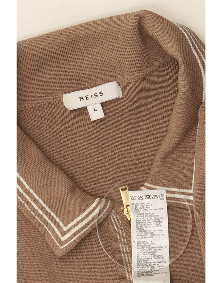 Reiss Mens Cardigan Sweater Large Brown Viscose