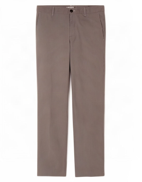 Adidas Mens Straight Chino Calças W32 L30 Cinza Gingham Poliéster